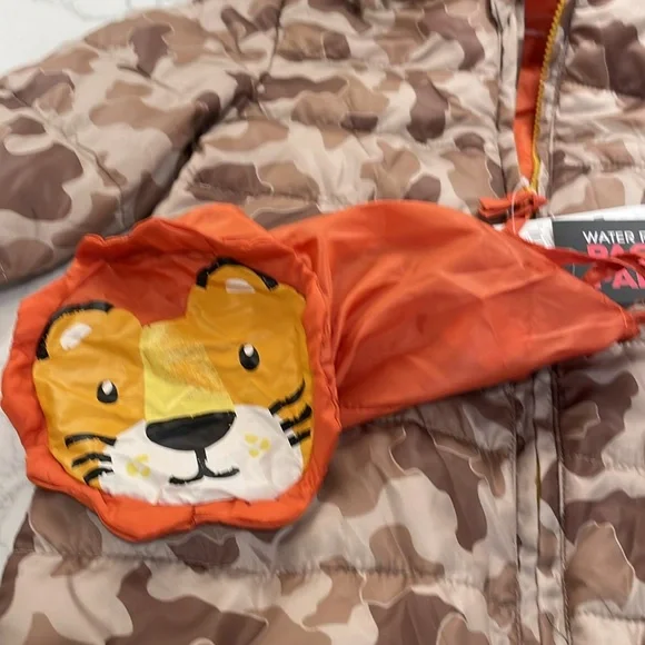 Boys Coat Epic Threads Hooded Jacket Puffer Coat Brown Camo Unisex Size 7 Kids - Picture 3 of 12